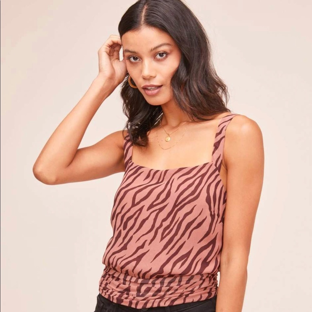 ASTR The Label NWT Zebra Print Cross Back Top